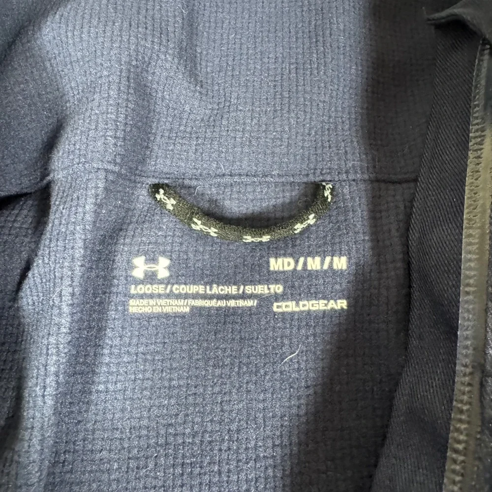 Under Armour Jacket Mens Medium Navy USA Bobsled Skeleton ColdGear Hood